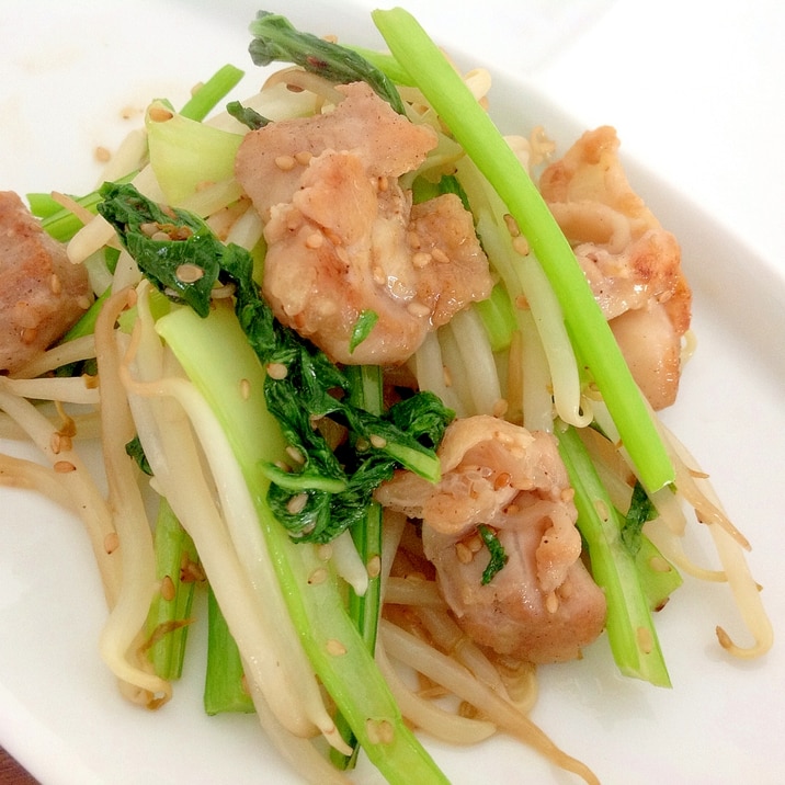 捨てないで♪カブの葉と鶏肉の中華炒め